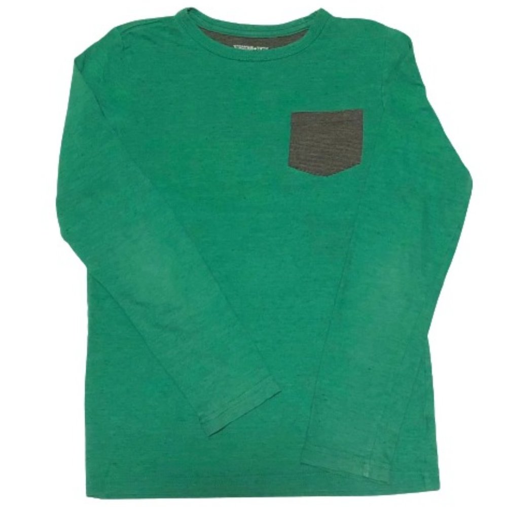 3/$15 TUCKER + TATE Boys Long Sleeved Tee T Shirt Green Cotton Blend L (10-12)